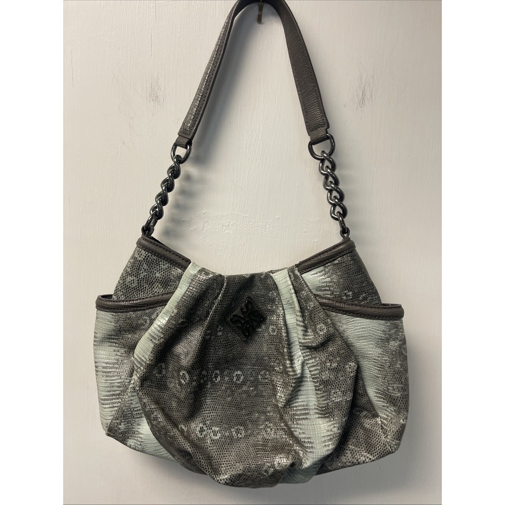 Vera Wang-   Shoulder Bag Hobo Aqua/Gray Animal Print Chain Straps